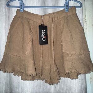 GIGIO High Waist Tan Frayed Shorts NWT